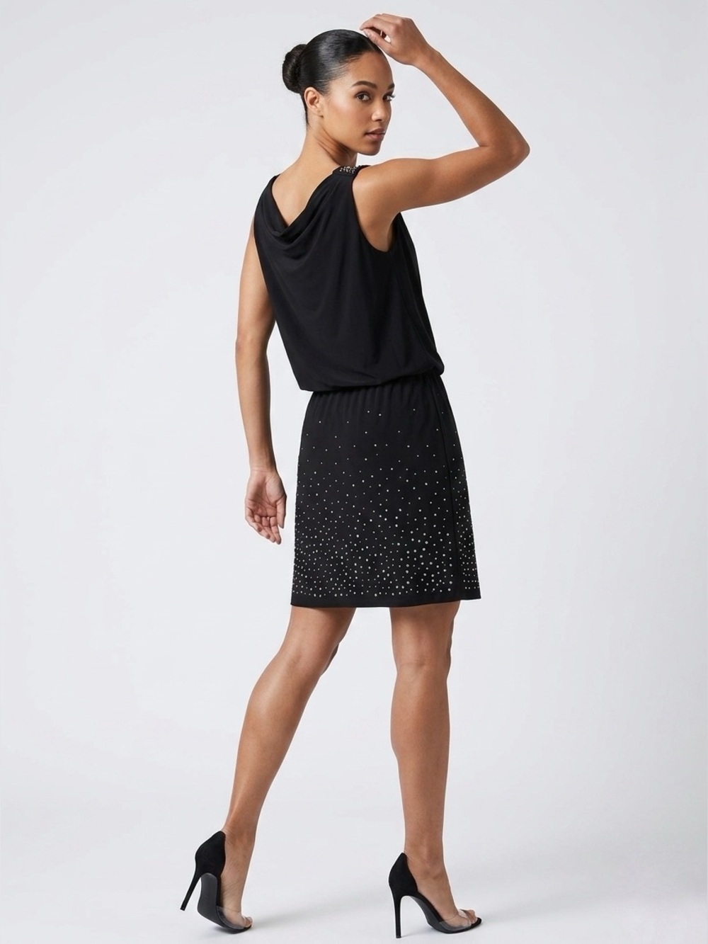 015 WHITE HOUSE BLACK MARKET Women's Sleeveless Studded Dress - Black, Medium